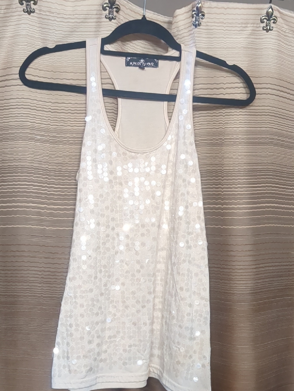 Almost Famous Cream Sequin Racerback Tank